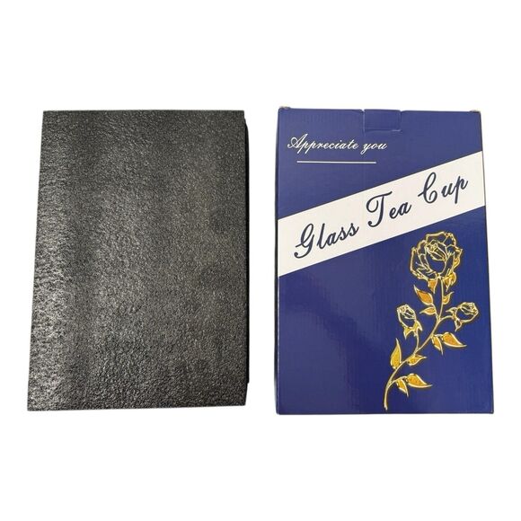 Two Butterfly Glass Tea Cups With Lid And Spoon Red & Blue Roses New In Box - Picture 4 of 11